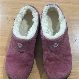 Merrell Women's Wine Suede Fleece-Lined Slip-Ons